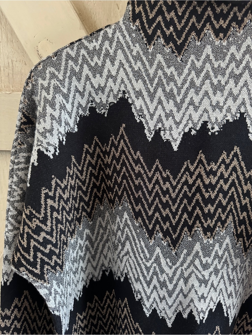 LYSSE Selena Pullover Alpine Way Metallic Zigzag Sweater L - Picture 6 of 7